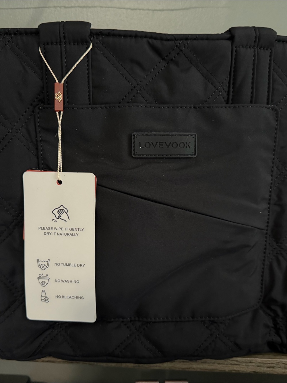 LOVEVOOK Black Quilted Tote Bag